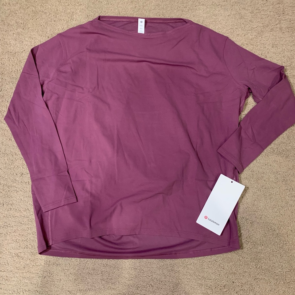 NWT! Lululemon Back In Action Long Sleeve Shirt in Vintage Plum